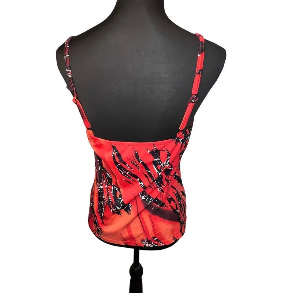 T.H.E. swimwear ladies size 12 adj straps vents‎ gypsy goth tropical tankini